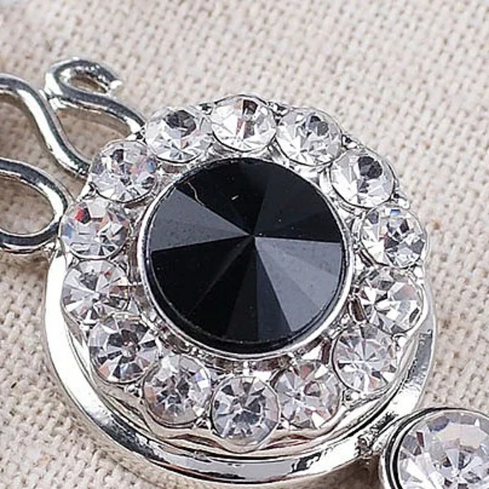 Black with Rhinestones Snap Button